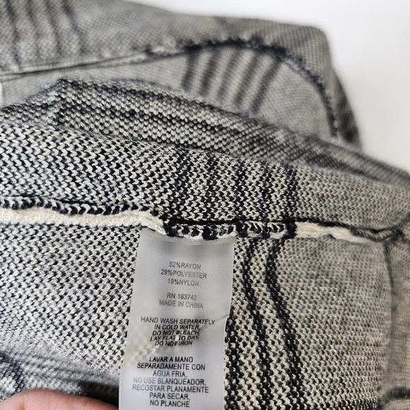 Cream and Black Plaid Open Front Women's Cardigan - Picture 5 of 5